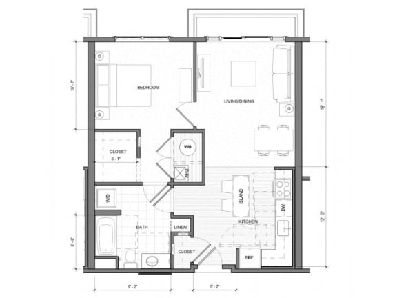 Floor Plan  1Bedroom A Floor Plan| Merc
