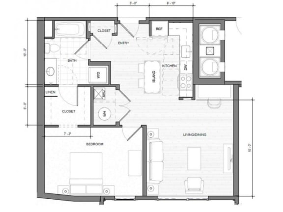 1BR C Floor Plan| Merc