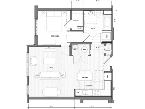 1BR E Floor Plan| Merc