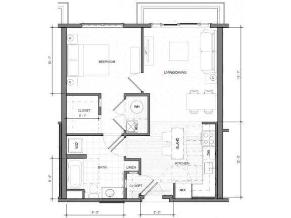 1BR Standard Balcony Floor Plan| Merc