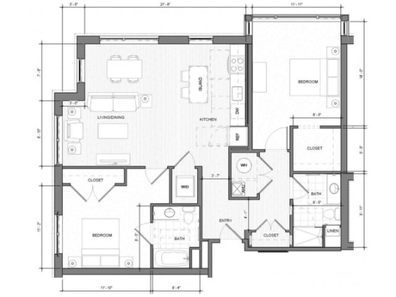 2BR-Corner-F Floor Plan| Merc