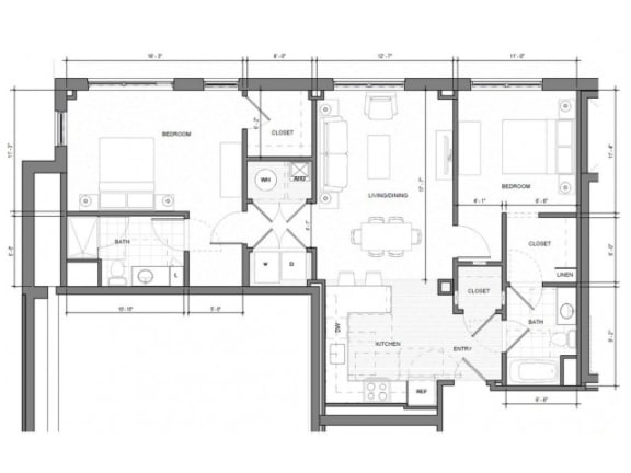 2BR-H-Level-1 Floor Plan| Merc