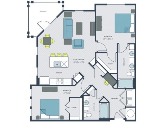 2 bed 2 bath Venning Floor Plan 2 bed 2 bath Venning Floor Plan |Wharf 7