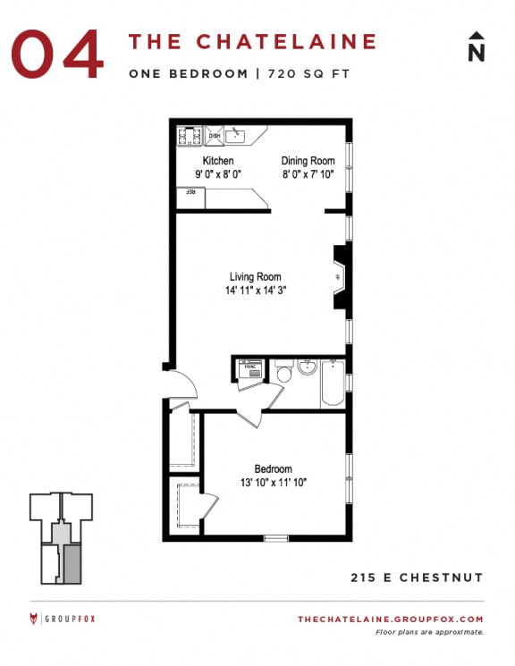 The Chatelaine - One Bedroom Floorplan