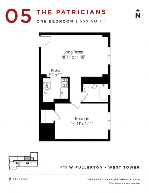 Group Fox - The Patricians - One Bedroom Floor plan