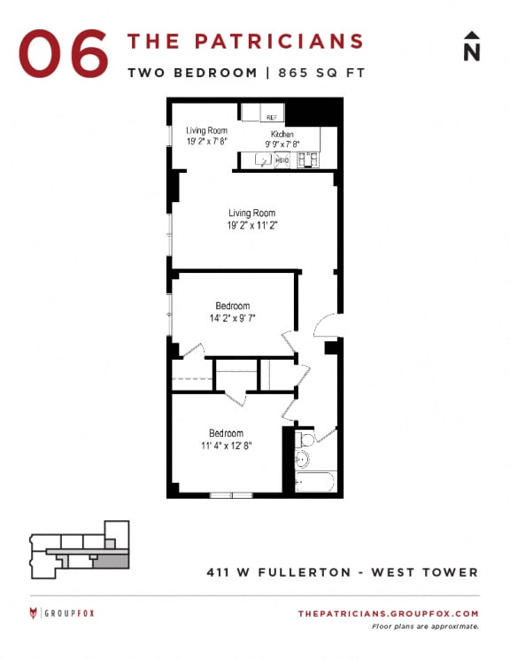 Group Fox - The Patricians - Two Bedroom Floor plan