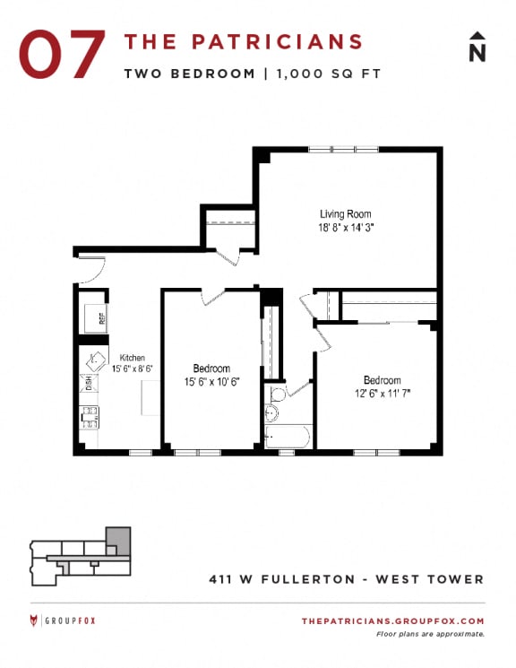 Group Fox - The Patricians - Two Bedroom Floor plan