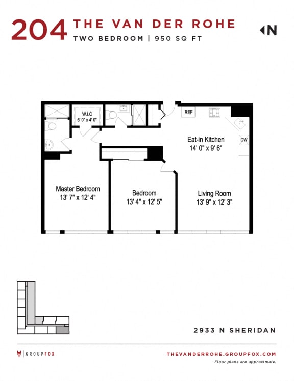 Group Fox - The Van Der Rohe - Two Bedroom Floor Plans