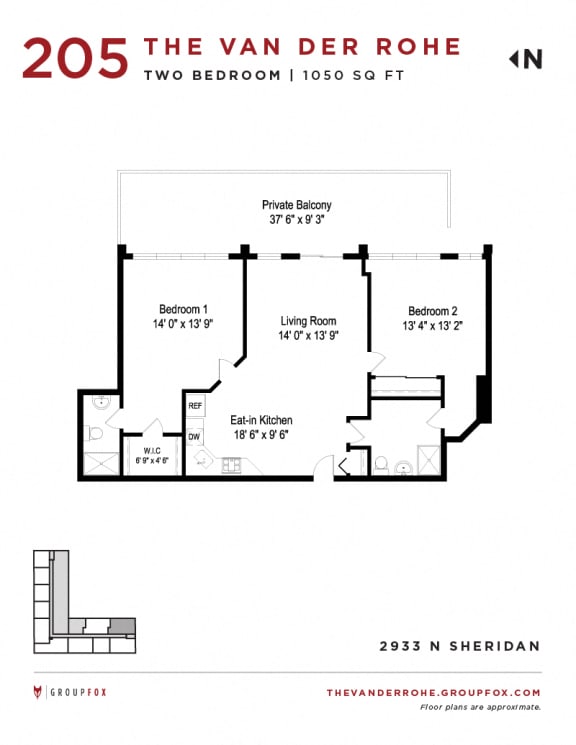 Group Fox - The Van Der Rohe - Two Bedroom Floor Plans