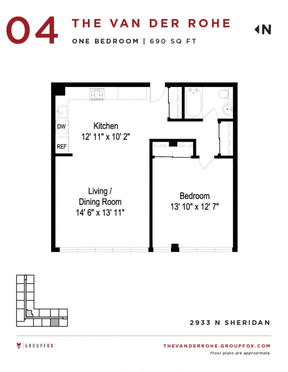 Group Fox - The Van Der Rohe - One Bedroom Floor Plans