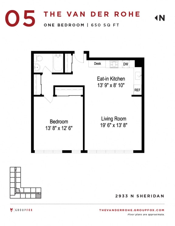 Group Fox - The Van Der Rohe - One Bedroom Floor Plans