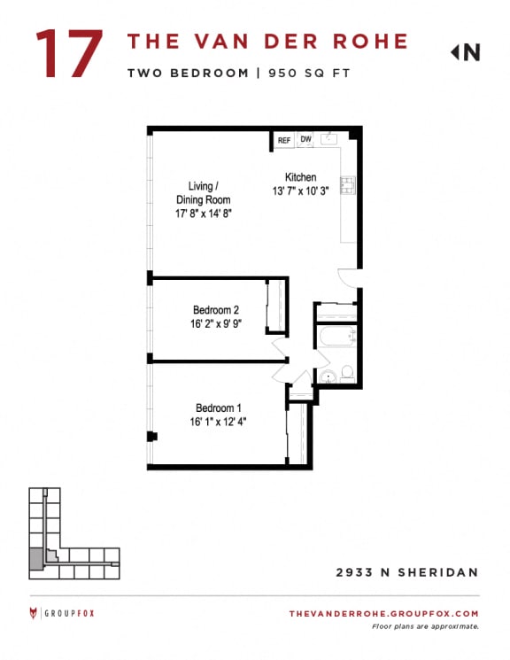 Group Fox - The Van Der Rohe - Two Bedroom Floor Plan s