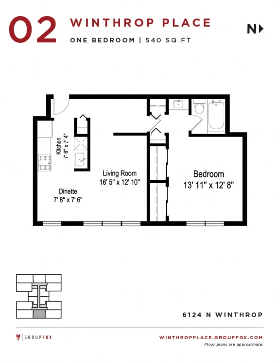 Winthrop Place - One Bedroom Floorplan