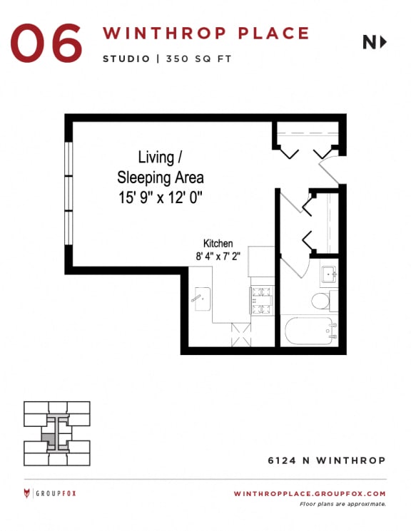 Winthrop Place - Studio Floorplan