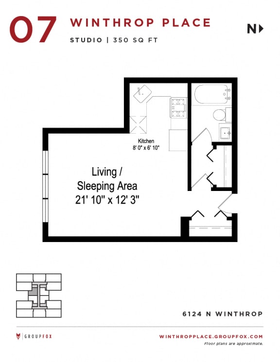 Winthrop Place - Studio Floorplan