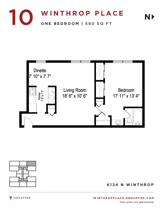 Winthrop Place - One Bedroom Floorplan