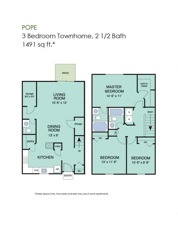 3 bedroom townhome