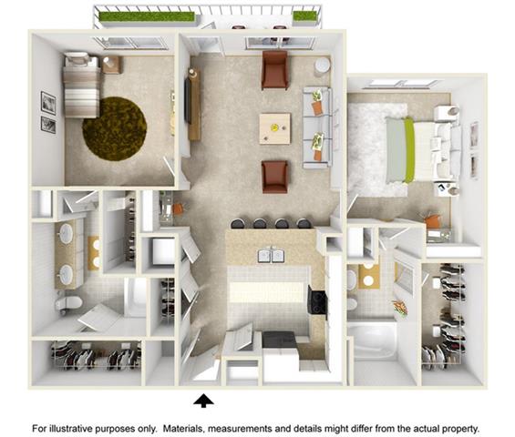 2 bed 2 bath The Garrison Floor Plan at Highline Urban Lofts, Texas