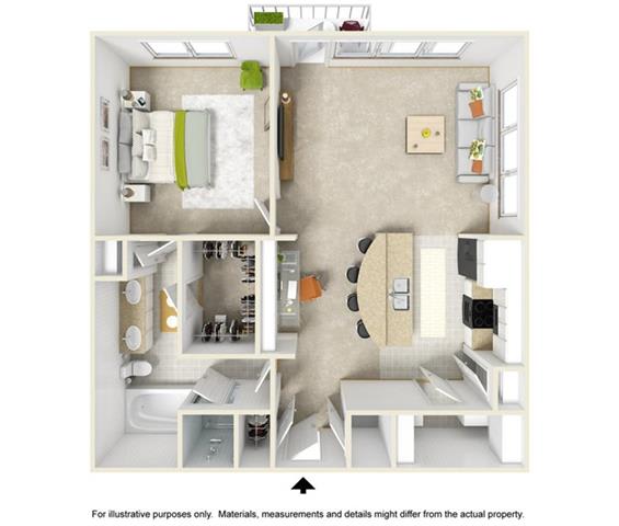 1 bed 1 bath The Ozark Floor Plan at Highline Urban Lofts, Cypress, Texas