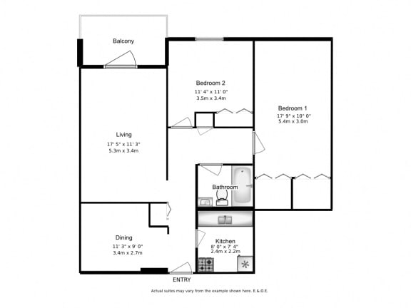 2 bed, 1 bath, spacious apartments with balconies at Acton Apartments in Acton, ON
