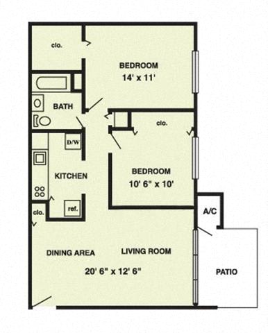 B1 Floor Plan at The Palms, Charleston, 29407