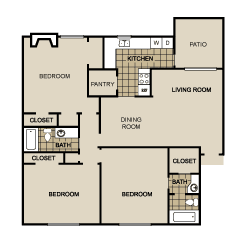 C1 Floor Plan at Lexington on the Green, Raleigh, NC, 27604