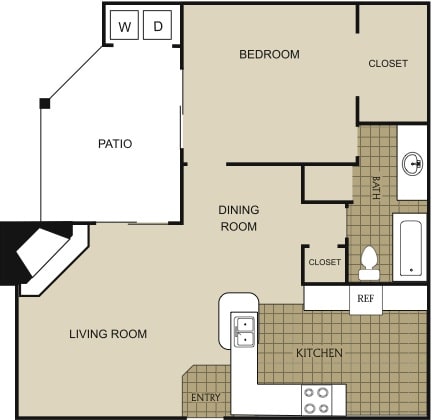 1 Bedroom 1 Bath Floor Plan at Northgreen at Carrollwood, Tampa, 33624