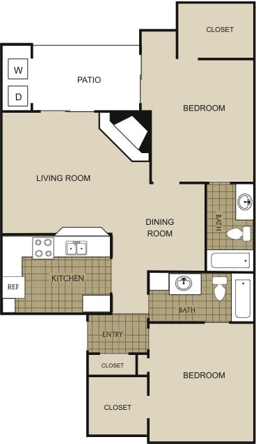 2 Bedroom 2 Bathroom Floor Plan at Northgreen at Carrollwood, Florida