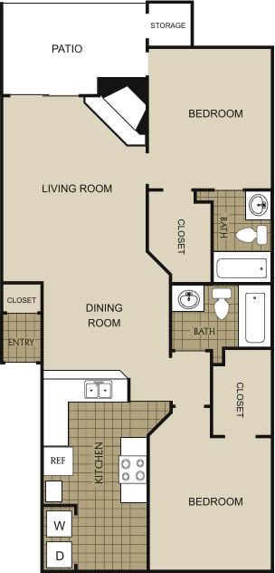 2 Bed 2 Bath Floor Plan at Northgreen at Carrollwood, Tampa, FL, 33624