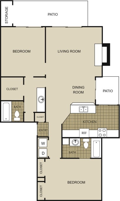 2 Bedroom 2 Bath Floor Plan at Northgreen at Carrollwood, Tampa, FL