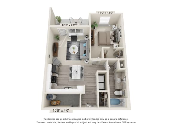 Floor Plan  1 Bedroom, 1 Bathroom