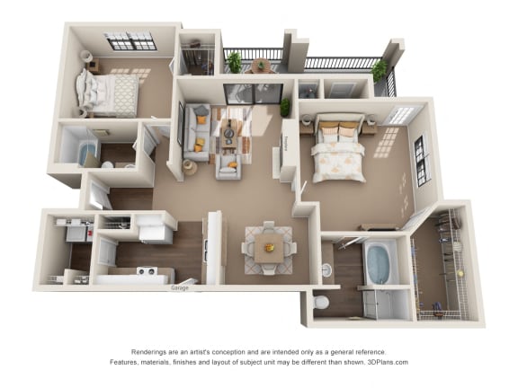 Pecan Floor Plan at Ventana Oaks Apartments, Austin