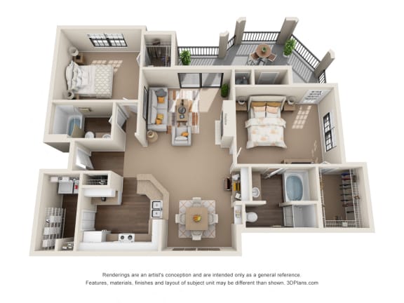 Pecan Floor Plan at Ventana Oaks Apartments, Texas