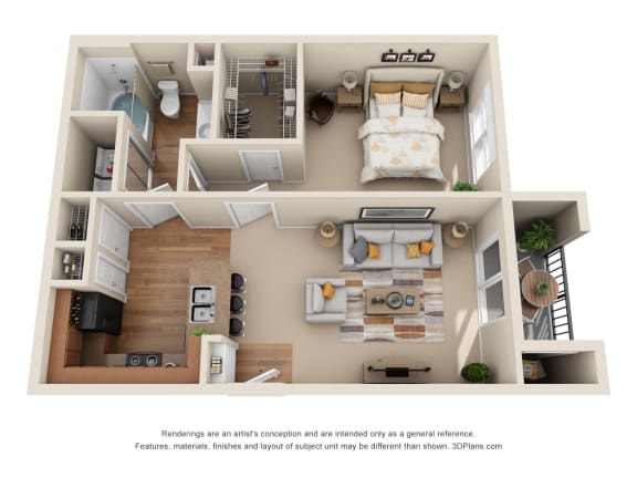 The Tyler A5 Floor Plan The Tyler A5 Floor Plan at The Canyons Apartments, Fort Worth, 76116
