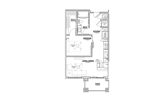 1 bed 1 bathroom floor plan at 44 Washington, Kansas City, MO, 64111