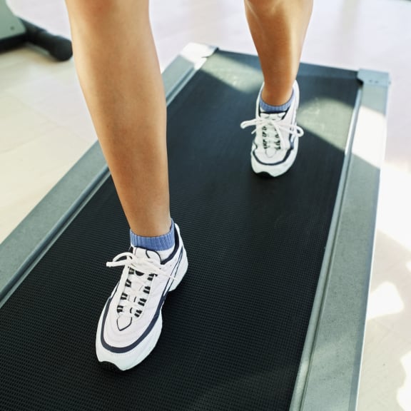 Person walking on treadmill