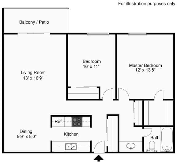 2 bedroom 1 bath