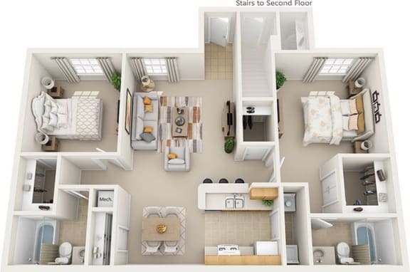 Floor Plan  Two Bedroom Two Bath
