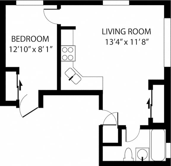 Dakin Court Jr One Bedroom Floor Plan
