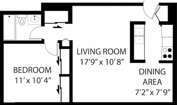 Oakdale Terrace One Bedroom Floor Plan