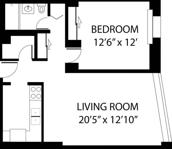The Covington One Bedroom Floor Plan