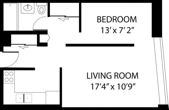 The Covington Jr. One Bedroom Floor Plan