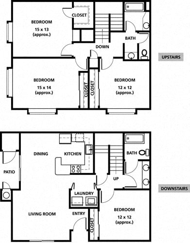 Floor Plan  4 Beds / 2 Baths (TH) BEDROOMS C &amp; D AVAILABLE FOR MOVE-IN