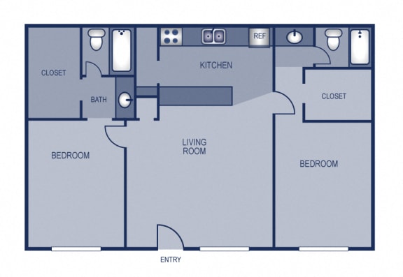 2 Bedroom 2 Bathroom B Floor plan at Solaris, Austin, TX, 78741