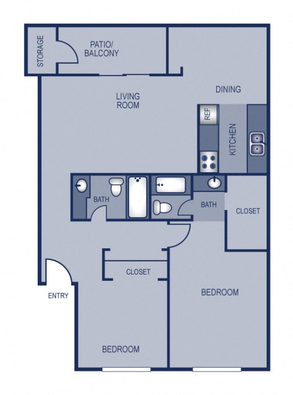 2 Bedroom 2 Bathroom C Floor plan at Solaris, Austin