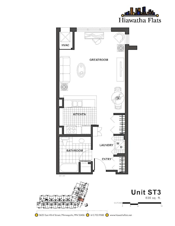 2d floorplan of a Studio apartment with one bathroom.