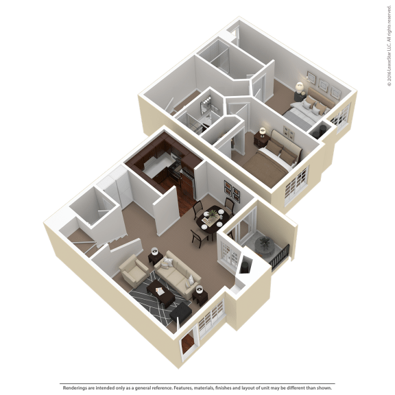 2 Bedroom, 2 Bathroom Floor Plan