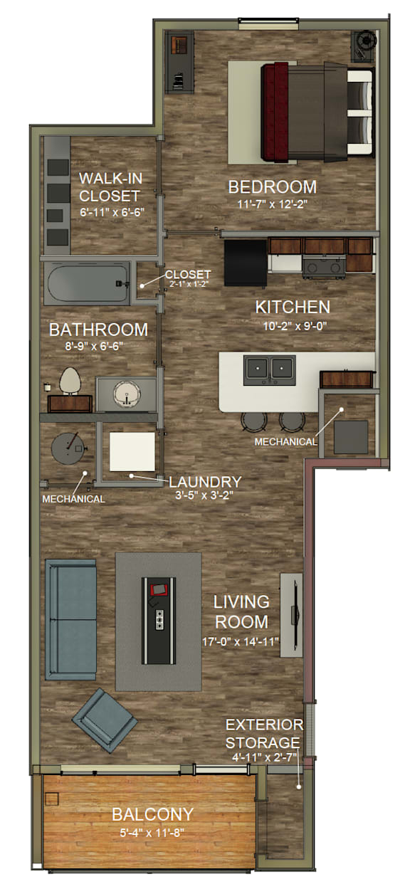 1B Floor Plan at MountainView Flats, Glenwood Springs, CO, 81601