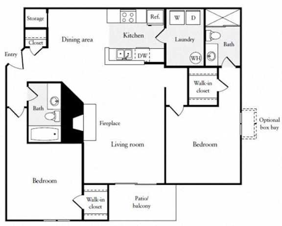 Two Bedroom Two Bath Floor Plan | 1,080 Sq. Ft. at Citrine Hills, California, 91761