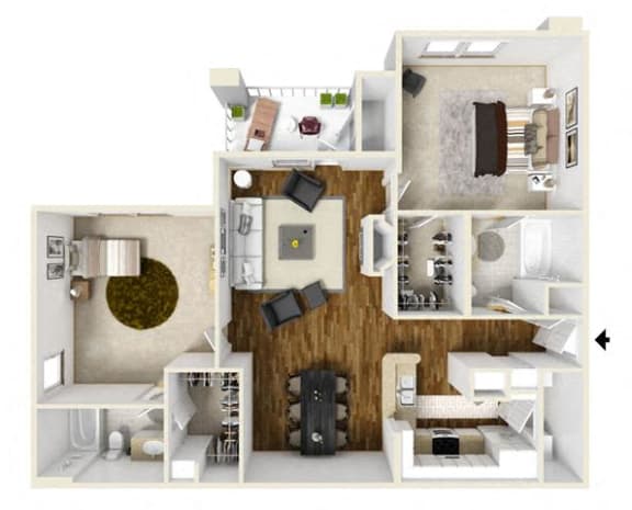 Floor Plan  Two Bed Two Bath